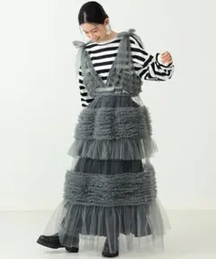 激レア 新品 CAROLINA GLASER フリルチュール ワンピース グレー