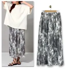 JEANASIS ロングスカート タイダイ プリーツスカート グレー 総ゴム Ｆ