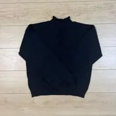 wcloset フリルネック 長袖ニット ブラック