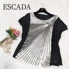 【ESCADAエスカーダ】【XL】半袖Tシャツ　スパンコール　ゆったり　ブラック