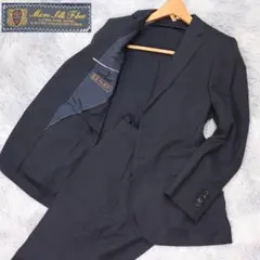 ✨スーツカンパニー✨セットアップスーツ　ネイビー　ストライプ シルク混