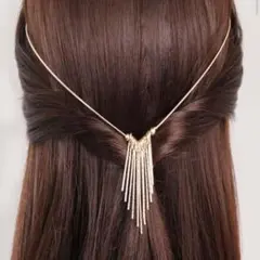 ヘアアクセ ゴールド 金属タッセル装飾ヘッドバンド ウェディング オケージョン