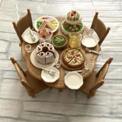 シルバニア　シルバニアファミリー　ホームパーティ　パーティー　ケーキ　ピザ