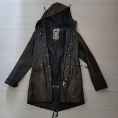 O.N.A. フード付きダークブラウンロングコート　ビンテージ