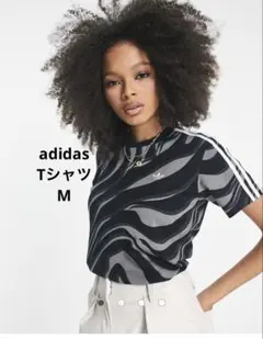 adidas originals ゼブラ柄 M 黒 Tシャツ レディース