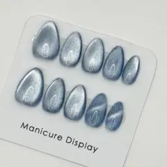 マグネットネイル アーモンド型ネイルチップ10個セット 水色