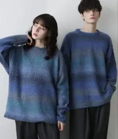 グラデーションブークレ天竺編みニット