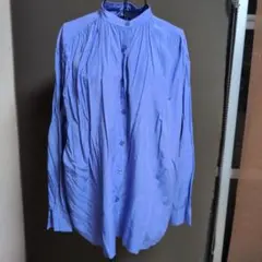 COCA紫色のバンドカラー長袖シャツ