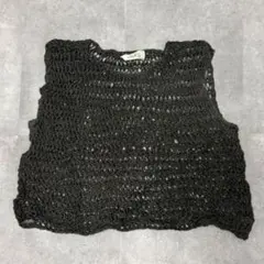 ニットベスト 透かし編み 短丈 グランジ ストリート