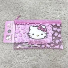 キティ　ラメポーチ　ピンク　ヒョウ柄