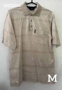 MIZUNO golf ポロシャツ　ベージュ　ロゴ入り　メンズ　M