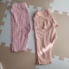 西松屋　レギンス　ピンク　80 フリル　チェック　女の子夏春　7分丈　まとめ売り