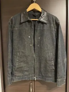 稀少 クリストフルメール 仏製 90s 初期 襟レザー ブラックデニムブルゾン