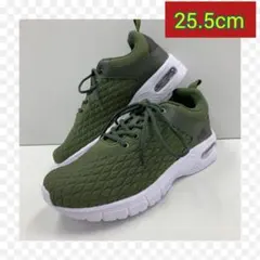 25.5cm★新品メンズスニーカー☆幅広厚底 軽量 メッシュエアーシューズ 緑