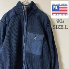 Y2K POLO JEANS CO./コマンダーニット/L/ネイビー