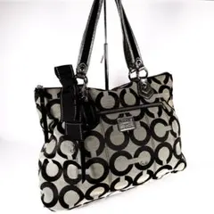 【良品】COACH コーチ　オプアート　リボン　トートバッグ　シグネチャー