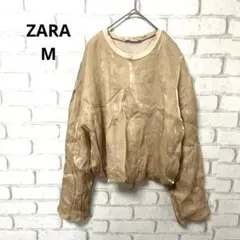 ZARA 長袖　オーガンジースウェット　トレーナー　ラメ　Uネック　M