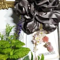 NO３２９０・モード系＆猫レジン４way☆シュシュ
