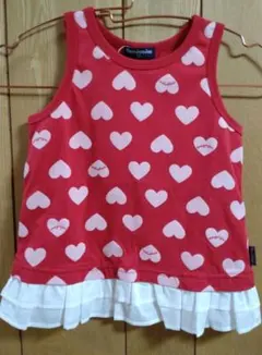 新品　moujonjon (ムージョンジョン) ハート総柄裾フリルタンクトップ