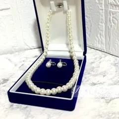 新品貝パール42cm玉8mmパールネックレス＆イヤリング冠婚葬祭フォーマルx