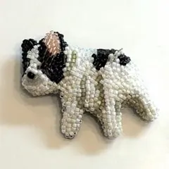 犬 ビーズブローチ ハンドメイド