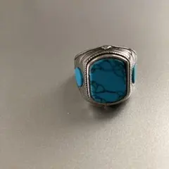 ターコイズ シルバーリング スクエア型　24号