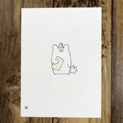 【1026】【くまの絵】オリジナル手描きアナログイラスト原画　自作創作アート作品