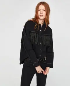未使用タグ付】ZARA キラキラ スタッズ デニムジャケット M - メルカリ