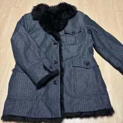 コムサイズム　メンズ　L デニム　ブラックファー　ジャケット　コート