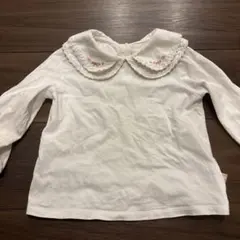 ホワイト襟付きシャツ リボン刺繍