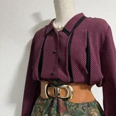 レトロ ヴィンテージ 一点物 二重襟 タック入り 和柄 レトロボタン