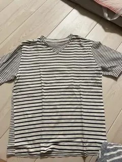 GLOBAL WORK SUPIMA VネックTシャツ ボーダー S