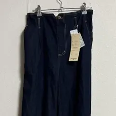 新品　ハイウエスト　デニム　ストレート　ネイビー　紺　ゴム
