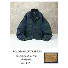 ラルフローレン 80s-90s USA製 ショートチェックジャケット XXL