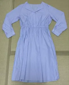 【GU】水色と白のストライプ シャツワンピース