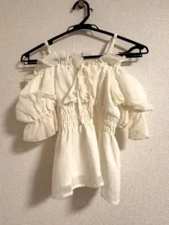 dazzlin シアーチェックフリルトップス　ホワイト