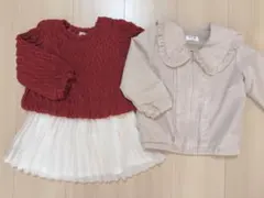 まとめ売り 赤ニットワンピースとアウター 90cm