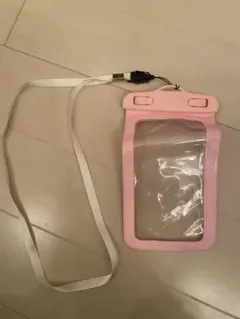 ピンク 防水スマホケース ストラップ付き