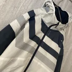 ミズノ レディース L ウォーマージャケットウィンドブレーカー 薄手 白✖️紺