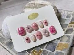 97.現品ネイルチップ　らくがきネイルウサちゃんyou&me