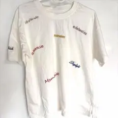 刺繍入り 半袖Tシャツ ホワイト Lサイズ