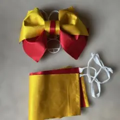 浴衣用付け帯 作り帯 黄色 赤 バイカラー 結び帯