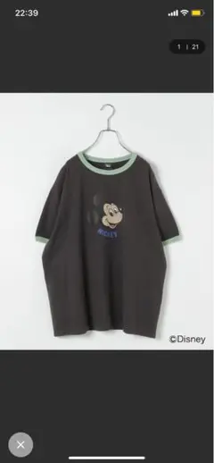 レプシム【Disney】MICKEYリンガーTチャコールグレー