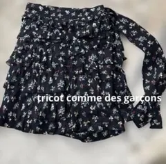 tricot comme des garçons 花柄 ラップスカート ブラックのサムネイル