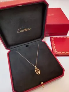 Cartier ネックレス ロゴチャーム ゴールドカラー ピンクサファイア 