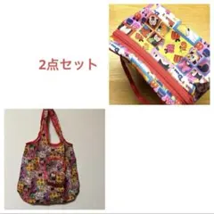 ディズニーストア、ミッキー&フレンズ　バニティポーチ＆同柄エコバッグまとめ売り