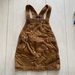 【値下げ】baby GAP コーデュロイ 刺繍花柄　ジャンスカ 100cm