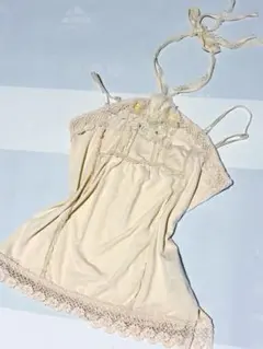 axes femme キャミソール ビックリボン レース ホワイト 森ガール 