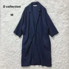 薄手 ロングコート ライトアウター ネイビー 春秋 羽織り M レーヨン混