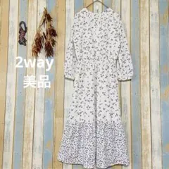 【ROPÉ PICNIC 】Aライン 2way ワンピース 長袖 花柄　M